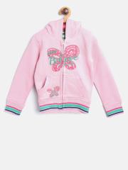 612 league Girls Pink Printed Hooded Sweatshirt