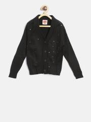 612 league Girls Black Sequinned Cardigan