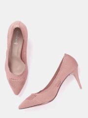 DressBerry Women Dusty Pink Woven Design Pumps