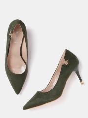 DressBerry Women Olive Green Solid Pumps