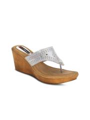 Get Glamr Women Silver-Toned Solid Wedges