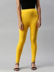 AURELIA Women Yellow Solid churidar Leggings