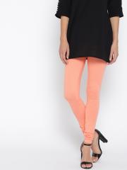 AURELIA Women Peach-Coloured Solid Churidar