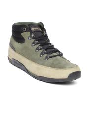 Woodland ProPlanet Men Olive Green & Khaki Colourblocked Nubuck Leather Sneakers