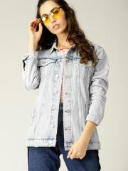 MANGO Women Blue Solid Denim Jacket