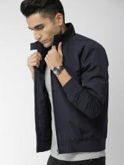 Indian Terrain Men Navy Blue Solid Jacket