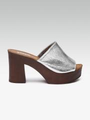 ELLE Women Silver-Toned Solid Heels