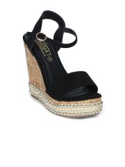 Truffle Collection Women Black Solid Wedges