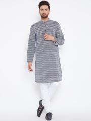 even Men Black & White Printed Kurta