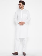 even Men White Striped Kurta