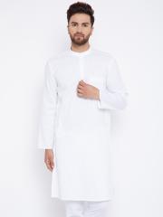 even Men White Striped Kurta