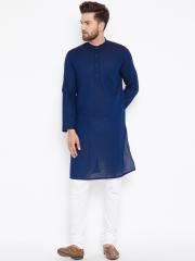 even Men Blue Woven Design Kurta