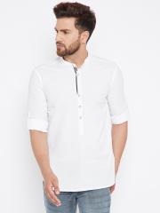 even Men White Striped Straight Kurta