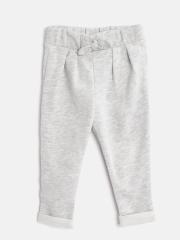 The Childrens Place Girls Grey Melange Solid Track Pants