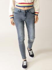 United Colors of Benetton Women Blue Skinny Fit Mid-Rise Low Distress Stretchable Jeans