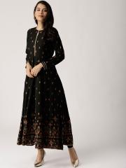 Libas Women Black Printed Anarkali Kurta