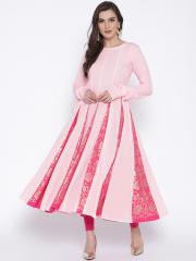 Ahalyaa Women Pink Printed Anarkali Kurta