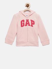 GAP Girls' Pink Solid Hooded Sweatshirt