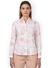 Park Avenue Women White Printed Shirt Style Top