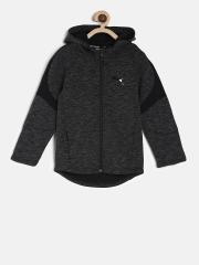 Puma Boys Black Solid Evostripe FZ Hoody Sporty Jacket