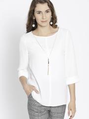 MANGO Women White Solid Top