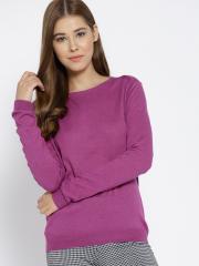 MANGO Women Purple Solid Sweater