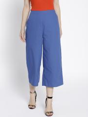 MANGO Women Blue Regular Fit Solid Culottes