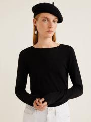 MANGO Women Black Solid Pullover