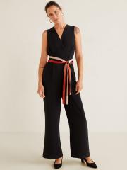 MANGO Women Black Solid Basic Jumpsuit