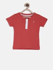 Gini and Jony Boys Red Solid T-shirt