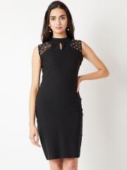 Miss Chase Women Black Embellished Bodycon Dress