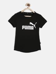 Puma Girls Black Printed Round Neck T-shirt