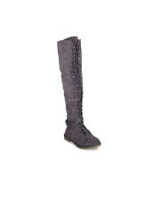 SHUZ TOUCH Women Grey Solid Heeled Boots