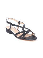 Dune London Women Black Snakeskin Texture Open Toe Flats