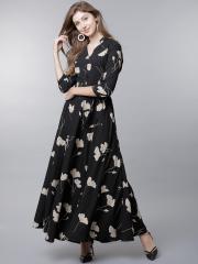 Tokyo Talkies Women Black Printed Maxi Dress