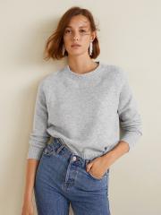 MANGO Women Grey Melange Solid Pullover