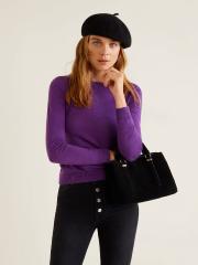 MANGO Women Purple Solid Pullover Sweater