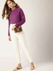 MANGO Women Purple Solid Pullover