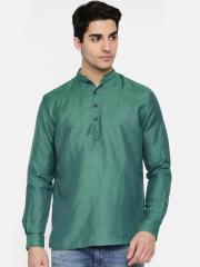 British Club Men Green Solid Straight Kurta