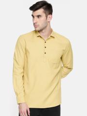 British Club Men Beige Solid Straight Kurta