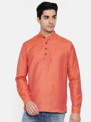 British Club Men Rust Red Solid Straight Kurta