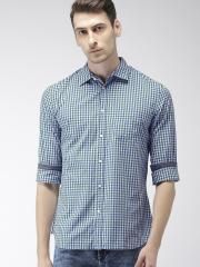 Celio Men Violet & Green Slim Fit Checked Casual Shirt