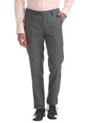 Arrow Men Grey Slim Fit Solid Regular Trousers