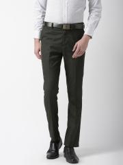 Arrow Men Charcoal Grey Tapered Fit Solid Formal Trousers