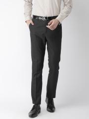 Arrow Men Charcoal Grey Tapered Fit Checked Formal Trousers