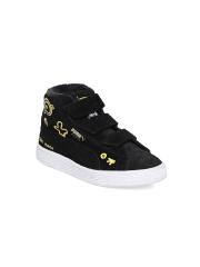 Puma Kids Black Printed Minions Suede Mid-Top Fur V PS Sneakers