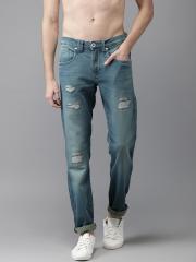 Flying Machine Men Blue Skinny Fit Mid-Rise Mildly Distressed Stretchable Jeans