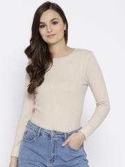 Fort Collins Women Beige Self Design Pullover