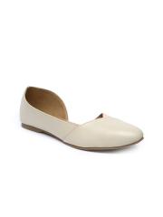 Monrow Women Beige Solid Synthetic Ballerinas