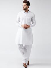 SOJANYA Men White Solid Kurta with Salwar